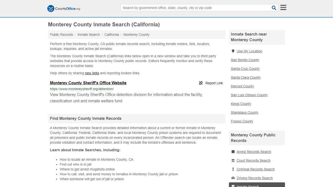 Inmate Search - Monterey County, CA (Inmate Rosters ...