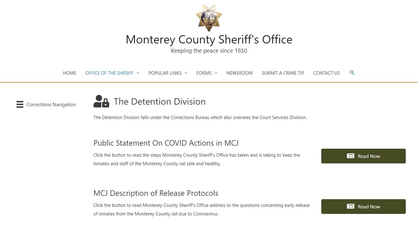 Detention Division (Jails) – Monterey County Sheriff's Office